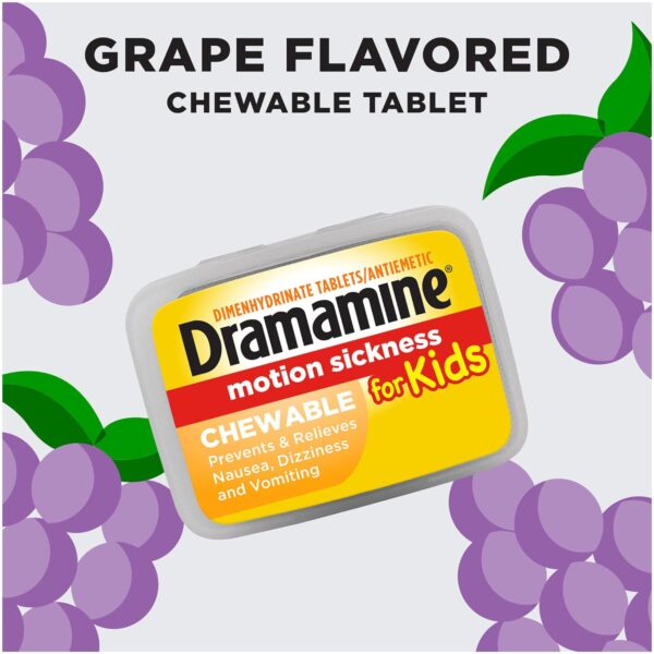 Dramamine Kids Chewable, Motion Sickness Relief, Grape Flavor, 8 Count - Image 5