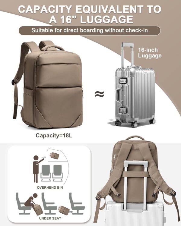 CADOLIM Travel Backpack Carry On Flight Approved Mochila De Viaje Carry On Backpack For Women Men Airplanes Backpack For Travel Backpacks Personal Item Travel Bag Brown - Image 6