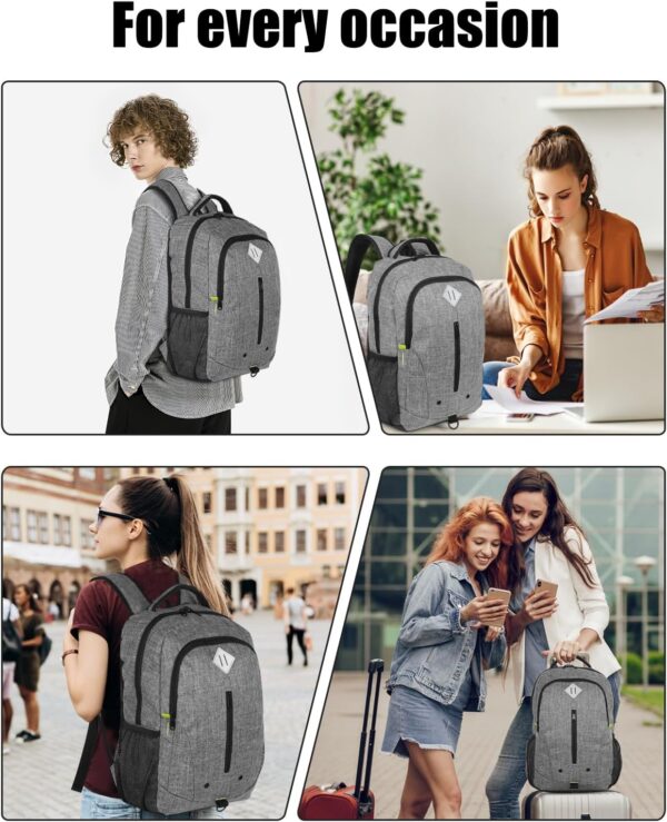 丨Lightweight Travel Laptop Backpack,Water Resistant College School Computer Bag Gifts for Male & Female, Fits 17 Inch Laptop,Grey two ton - Image 7