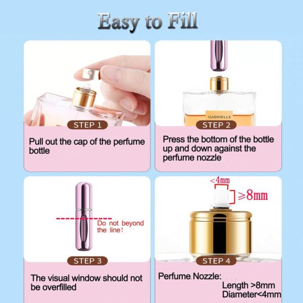 2 pcs Mini Perfume Travel Refillable Bottles-5ml Portable Atomizer Sprayer,Empty Pump Container for Traveling and Outgoing - Image 3