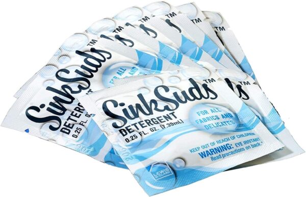 SinkSuds Laundry Detergent | Travel Size Liquid Soap | TSA Compliant | Safe For All Fabrics | 8 Packets