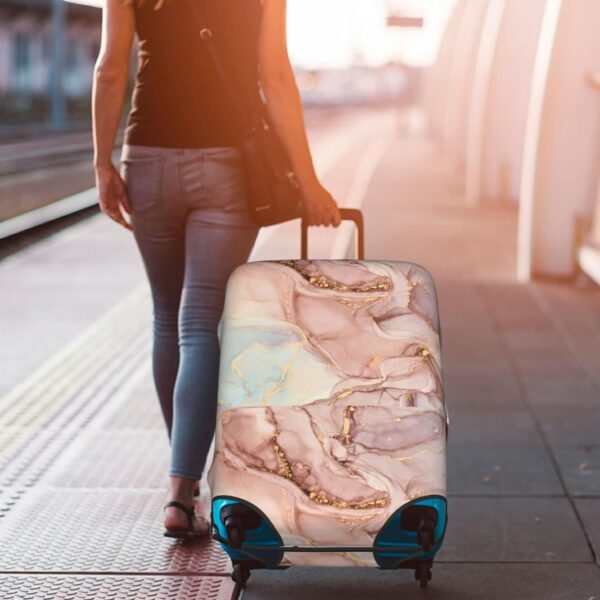 Pink Gold Marble Luggage Cover Elastic Washable Stretch Suitcase Protector Anti-Scratch Travel Suitcase Cover for Kid and Adult L (25-28 inch suitcase) - Image 7