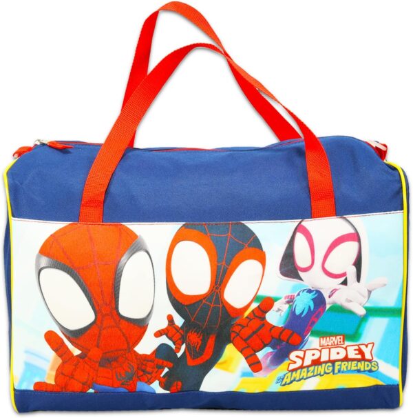 Spidey and His Amazing Friends Duffle Bag Set for Kids - Spidey Duffle Bag Bundle Includes Spiderman Luggage Carry On Suitcase Bag, Water Bottle, Stickers, More | Spiderman Travel Bag for Boys 4-6 - Image 2