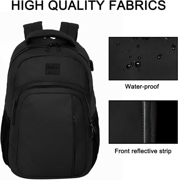 17 Inch Lightweight Casual Laptop Backpack with USB Charging Port for Men and Women,Waterproof Backpack for Work,Travel,College(Black) - Image 3