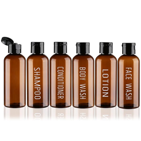 Wowang Travel Bottles for Toiletries 6 Pack 3.4oz Travel Size Containers TSA Approved Leak Proof Travel Shampoo and Conditioner Bottles Plastic Squeeze BottlesTravel Essentials Accessories(Brown)