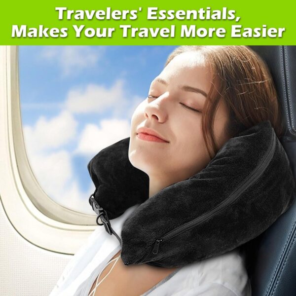 2Pcs Stuffable Travel Pillow-Stuffable Neck Pillow for Travel-Soft Velvet Stuffable Travel Neck Pillow Portable Plane Neck Pillow Case Cover Stuffable with Clothes for Airplane Essentials Accessories - Image 5