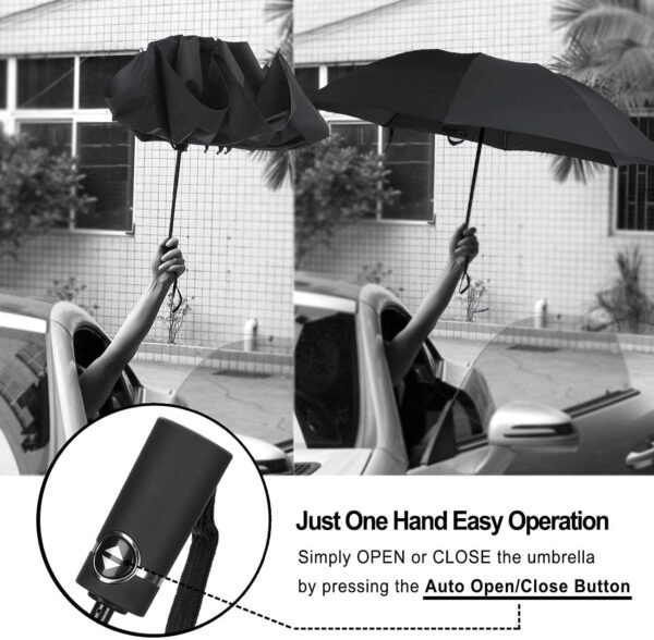 LANBRELLA Compact Reverse Folding Umbrella Auto Windproof Travel Umbrella - Image 4