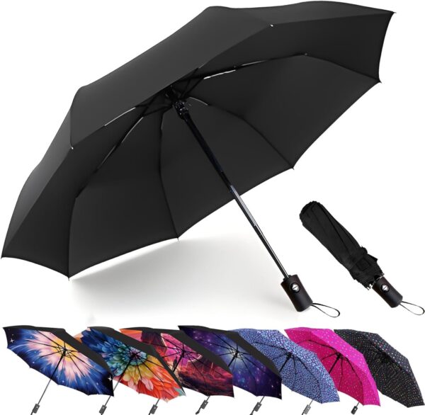 MRTLLOA 42/49 Inch Compact Windproof Travel Umbrella for Rain, Lightweight, Portable, Automatic, Strong, Waterproof Folding Umbrellas for Women, Men and Teenagers