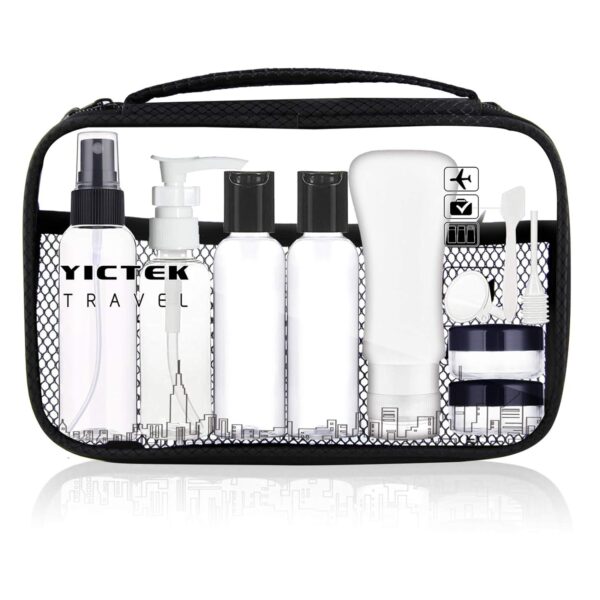 Empty Plastic Travel Bottles Containers for Toiletries, TSA Approved Travel Size Toiletries Bottles Kit for Liquids Shampoo Conditioner Lotion, Carry-On Set for Women/Men