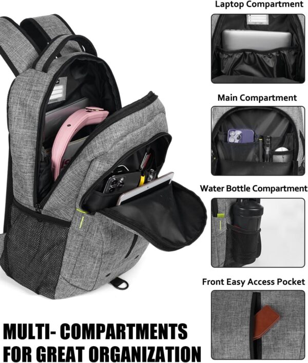 丨Lightweight Travel Laptop Backpack,Water Resistant College School Computer Bag Gifts for Male & Female, Fits 17 Inch Laptop,Grey two ton - Image 2