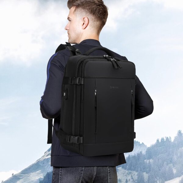 40L Travel Backpack for Men, 17-inch Laptop Backpack Carry-On Backpack Airline Approved, Anti-theft Backpack with USB Port, Hiking Backpack for Flight, Black - Image 7