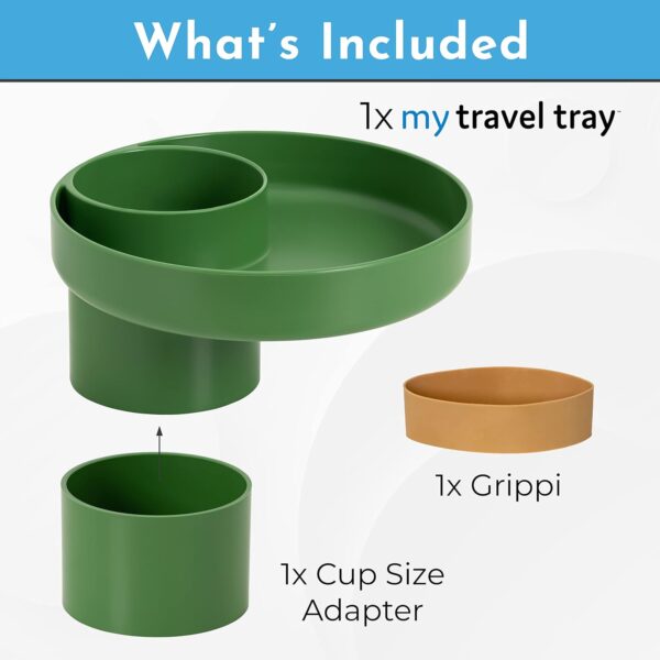 My Travel Tray Round, USA Made. Easily Convert Your existing Cup Holder to a Tray and Cup Holder for use in a Car Seat, Booster, Stroller, Golf Cart and Anywhere You Have a Cup Holder! (Dino Green) - Image 4