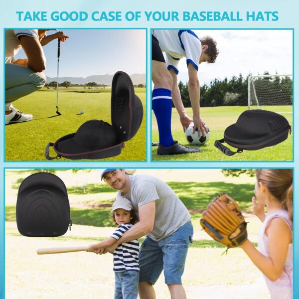 Glamgen Hard Hat Case for Baseball Caps,Hat Carrier Travel Case with One Black Baseball Cap and Adjustable Shoulder Strap,Hat Organizer Holder Bag for 6 Baseball Caps for Women and Men,Black - Image 6