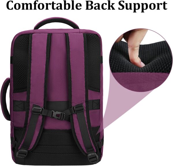 MATEIN Travel Backpack for Women, Expandable Flight Approved Carry on Water Resistant Lightweight Suitcase, Large Business Weekender Personal Item Backpack, Gift for Traveler, Purple - Image 4