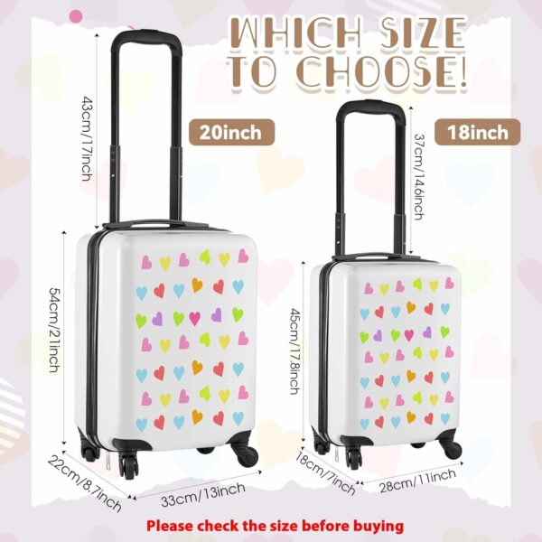 Sanwuta 4 Pieces Heart Luggage for Girls 20 Inch Kids Rolling Luggage White Travel Rolling Suitcase with Wheels Kids Luggage Set with Backpack Neck Pillow Name Tag (Heart Style, 20 Inch) - Image 3