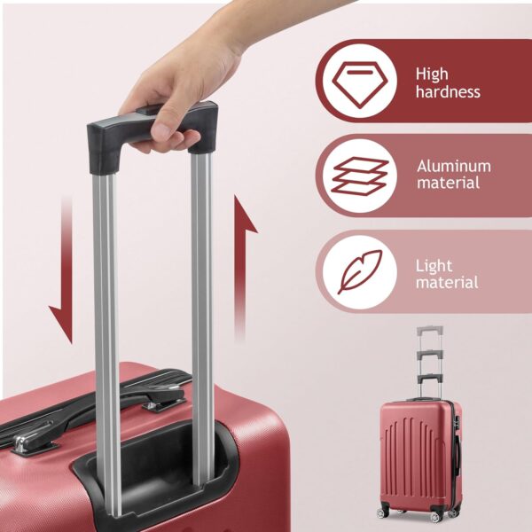 Karl home Luggage Set of 4 Hardside Suitcase Sets with TSA Lock 4 Spinner Wheels, ABS Lightweight Trolley Travel Case for Carry On Check-in Business Trip, Red (16/20/24/28) - Image 4