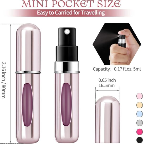 Portable Perfume Travel Refillable Bottle, Travel Size Cologne Atomizer Dispenser, Pocket Purse Perfume On The Go Container, Spray Bottles For Traveling 5ml (6 Pack) - Image 4