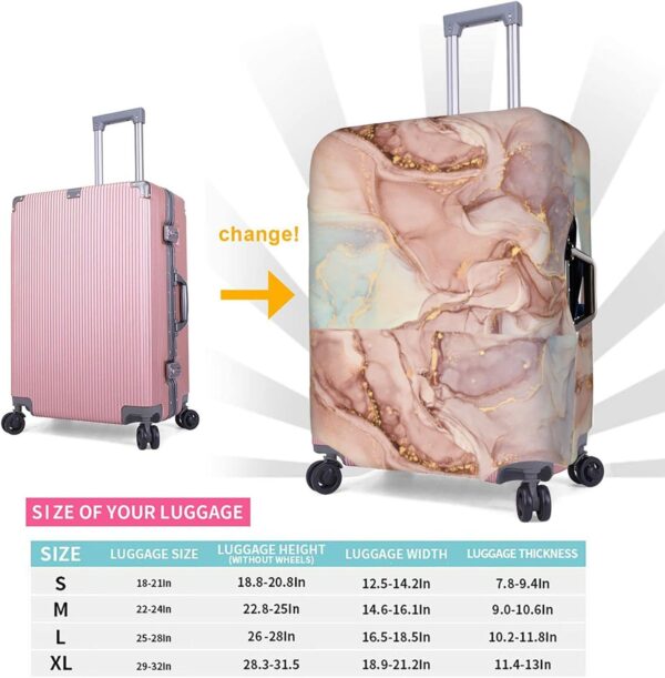 Pink Gold Marble Luggage Cover Elastic Washable Stretch Suitcase Protector Anti-Scratch Travel Suitcase Cover for Kid and Adult L (25-28 inch suitcase) - Image 5