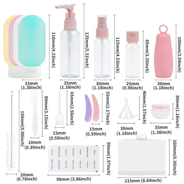 CCTIVED Travel Size Bottles for Toiletries, 19 Pack TSA Approved Travel Bottles for Women, Leak Proof Refillable Travel Containers Toiletery Kit for Shampoo Conditioner Lotion - Image 5