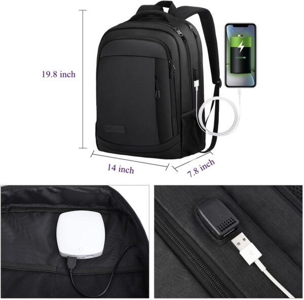 Monsdle Extra Large 50L Travel Laptop, Anti Theft Backpacks with USB Charging Port, Travel Backpacks Business Work Bag 17.3 Inch College Computer Bag for Men Women - Image 3