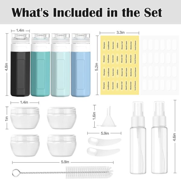 17PCS Travel Bottles for Toiletries, TSA Approved Travel Size Containers, Leak Proof Travel Containers for Toiletries, Silicone Travel Kit for Shampoo, Conditioner, Lotion & Creams, Gray - Image 2