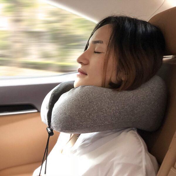 MLVOC Travel Pillow 100% Pure Memory Foam Neck Pillow, Comfortable & Breathable Cover - Machine Washable, Airplane Travel Kit with 3D Sleep Mask, Earplugs, and Luxury Bag, Grey - Image 6