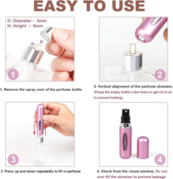 Travel Mini perfume Refillable Atomizer Container, Portable , Travel Size , Scent Pump Case, Fragrance Empty spray bottle for Traveling and Outgoing 5ml (2Pcs) - Image 3