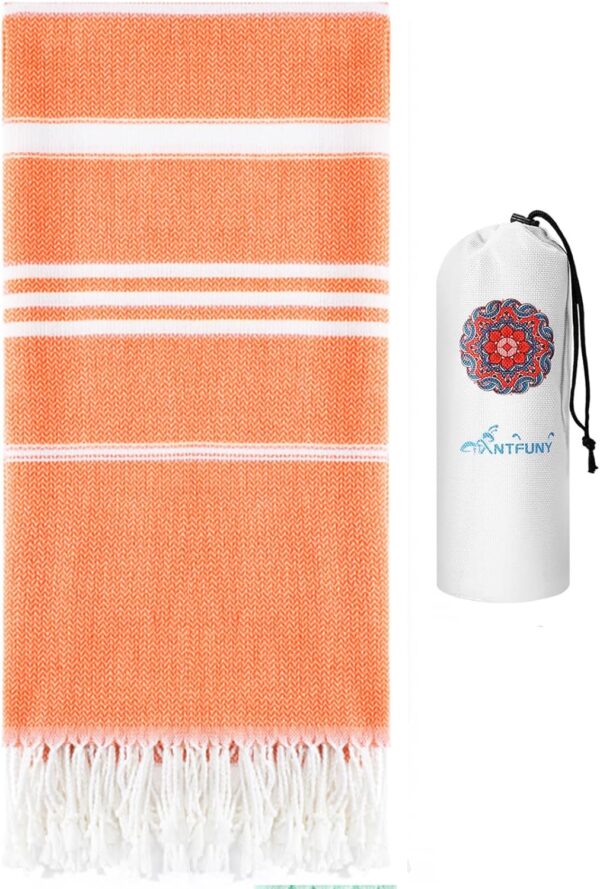 Cotton Turkish Beach Towels Quick Dry Sand Free Oversized Bath Pool Swim Towel Extra Large Xl Blanket Adult Travel Essentials Cruise Accessories Must Have Clearance Vacation Stuff Necessities Orange