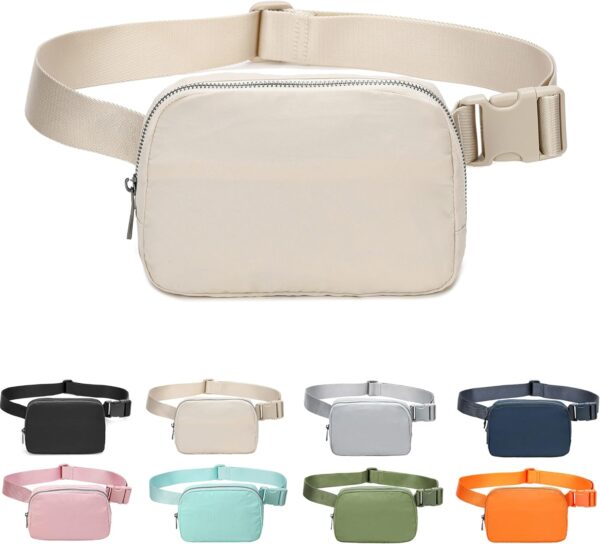 Fanny Belt Bag Waist Pack Crossbody Bags Bum Bag for Running Hiking Travel Workout Adjustable Strap for Women -beige