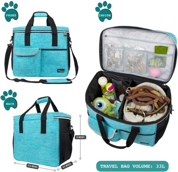 PetAmi Dog Travel Bag, Travel Pet Bag Organizer, Dog Food Travel Bag with Food Container and Bowls, Dog Travel Supplies Gift Accessories for Weekend Camping, Dog Cat Diaper Bag (Sea Blue, Large) - Image 2