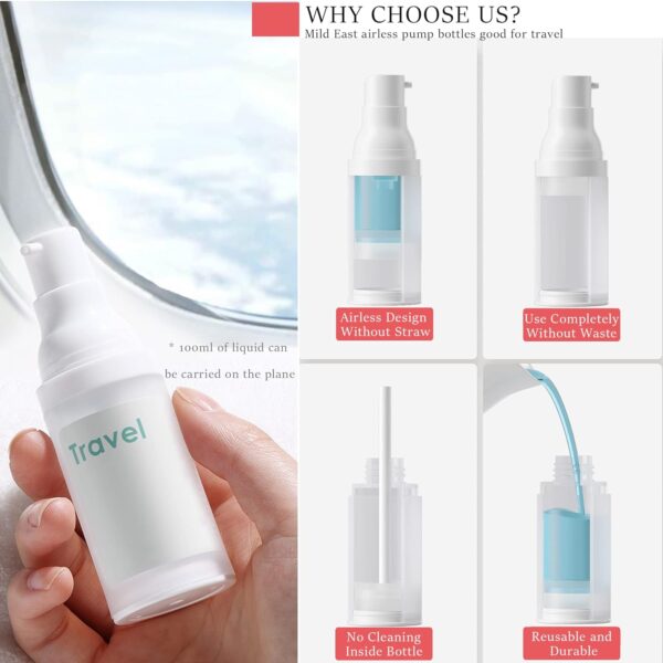 3pcs 20ml Sterile Airless Pump Bottle with Funnel Easy to Carry and Fill Matte Lotion Bottles For Travel - Image 3