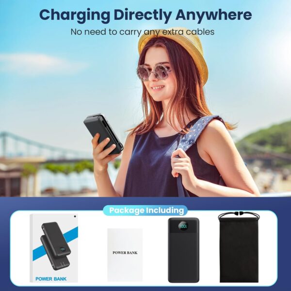 Portable Charger 33800mAh USB C Power Bank with Built-in Cables & AC Wall Plug,25W Fast Charging+QC 4.0 Phone Charger,4 Output LCD Display Battery Pack Compatible with iPhone15/14,Samsung,Android etc - Image 7