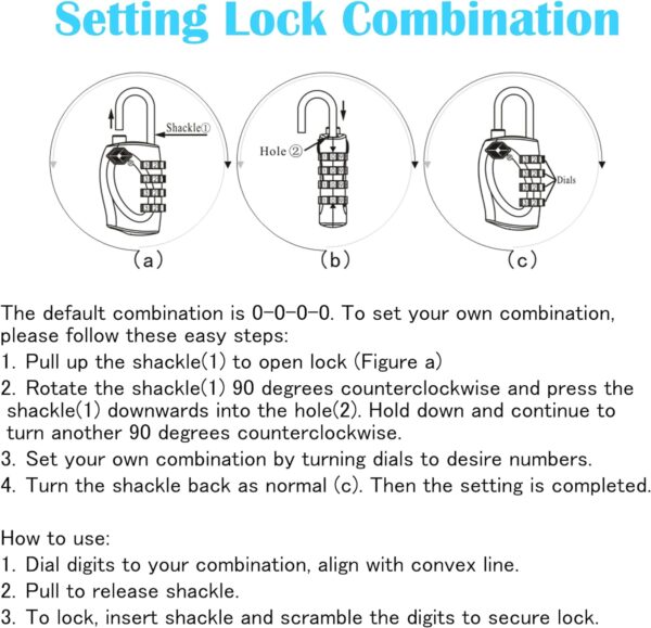 Lumintrail TSA Approved Locks, 4 Digit Combination Luggage Locks TSA Approved, Travel Locks for Luggage & Suitcase, Red, 2 Pack - Image 6