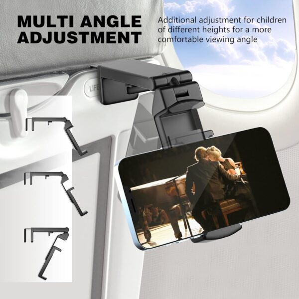 Perilogics Universal in Flight Airplane Phone Holder Mount. Hands Free Viewing with Multi-Directional Dual 360 Degree Rotation. Pocket Size Must Have Airplane Travel Essential Accessory for Flying - Image 3