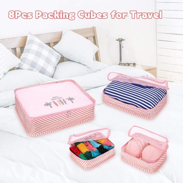 8 Pcs Packing Cubes for Travel, Travel Cubes Set Foldable Suitcase Organizer Lightweight Luggage Storage Bag - Image 7