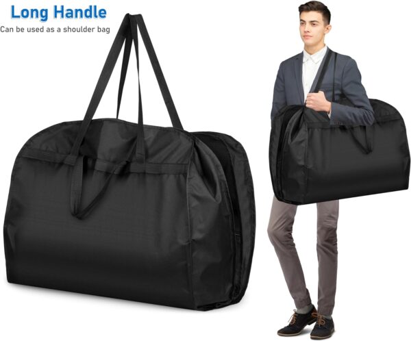 MISSLO 43" Heavy Duty Garment Bags for Travel 6" Gusseted Suit Bags for Closet Storage 4 Handles Hanging Clothes Bag with Pocket Mens Suit Cover for Shirts, Coats, Dresses - Image 3