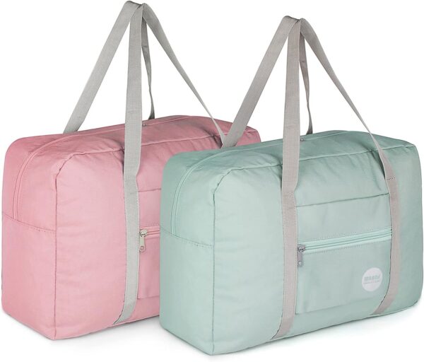 For Spirit Airlines Personal Item Bag 18x14x8 Travel Duffel Bag Underseat Foldable Carry-on Luggage for Women（F.-Mint Green+Pink）