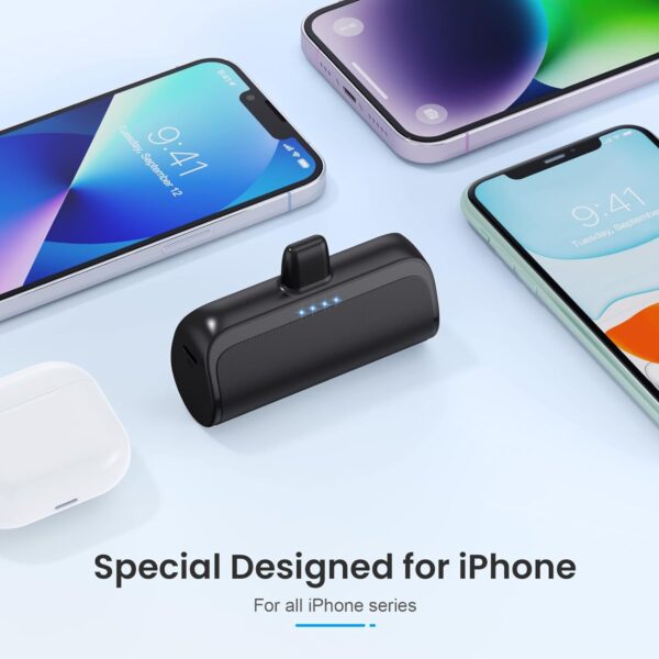 Mini Portable Charger Power Bank for iPhone,5200mAh Portable Phone Charger, Ultra-Compact PD Fast Charging Battery Pack Compatible with iPhone 14/14 Plus/Pro Max/13/12/12 Mini/11/XS/XR/X/8/7/6/6s - Image 2