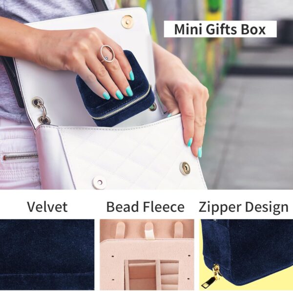 Travel Velvet Jewelry Box with Mirror, Mini Gifts Case for Women Girls, Small Portable Organizer Boxes for Rings Earrings Necklaces Bracelets - Image 2