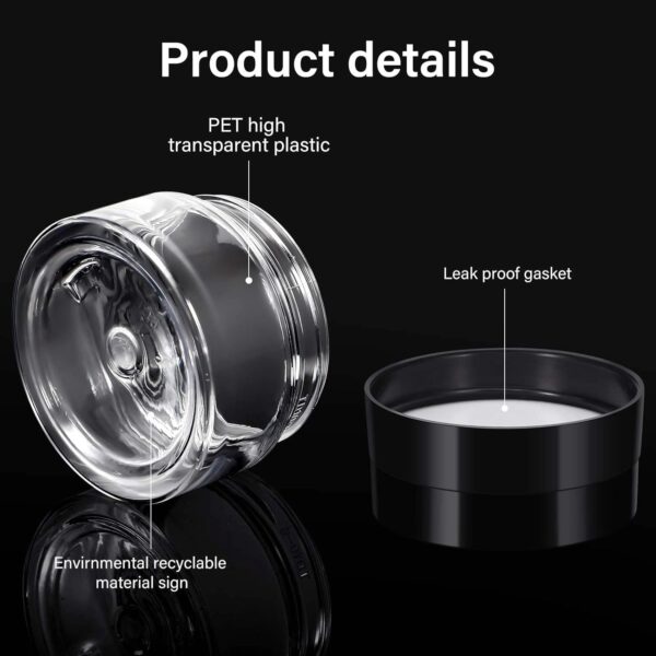 4 Pieces Round Clear Wide-mouth Leak Proof Plastic Container Jars with Lids for Travel Storage Makeup Beauty Products Face Creams Oils Salves Ointments DIY Making or Others (Black, 4 Ounce) - Image 3