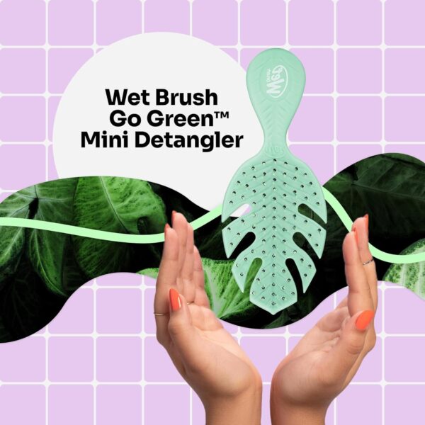 Wet Brush Go Green Mini Detangler, Green - Detangling Travel Hair Brush - Ultra-Soft IntelliFlex Bristles Glide Through Tangles & Gently Loosens Knots While Minimizing Pain, Split Ends & Breakage - Image 2