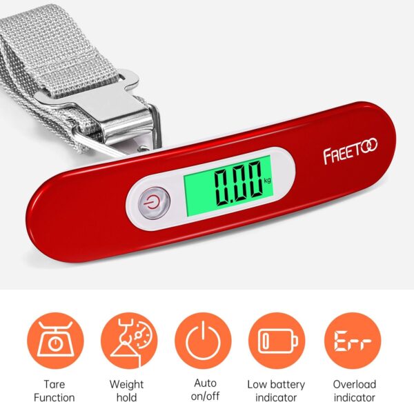 FREETOO Luggage Scale Portable Digital Hanging Scale for Travel, Suitcase Weight Scale with Superior Piano Lacquer 110 Lb/ 50Kg Capacity, Battery Included - Image 3