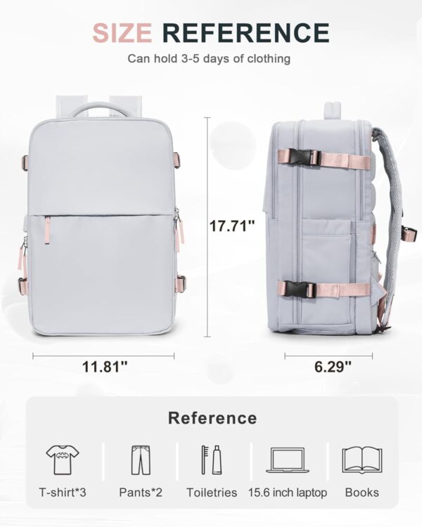 UPPACK Travel Backpack For Women Men Travel Bag Watreproof Hiking Backpack College Laptop Backpack for Traveling on Airplane Travel Essentials Carry on Backpack Flight Approved Grey - Image 5