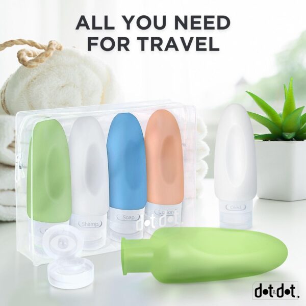 Dot&Dot Leak Proof Travel Bottles for Toiletries - TSA Approved Travel Shampoo Bottles - 3oz Travel Shampoo and Conditioner Bottles - Travel Size Toiletries - 3 oz Silicone Travel Bottles with Labels - Image 7