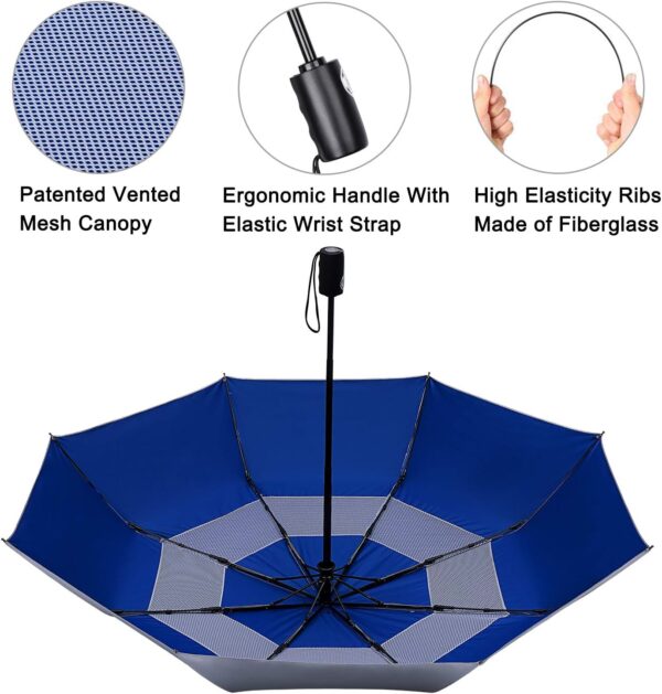 G4Free UPF 50+ UV Protection Travel Umbrella 42/46 Inch Windproof Silver Coating Sun Blocking Umbrella - Image 5