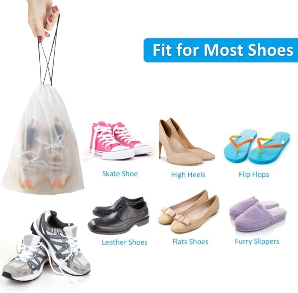 Clear Shoe Bags for Travel 5 PCS, 15.7" x 11.8" Drawstring Travel Shoe Bags for Packing, Waterproof Dustproof Portable Travel Shoe Storage Bag for Men and Women - Image 5