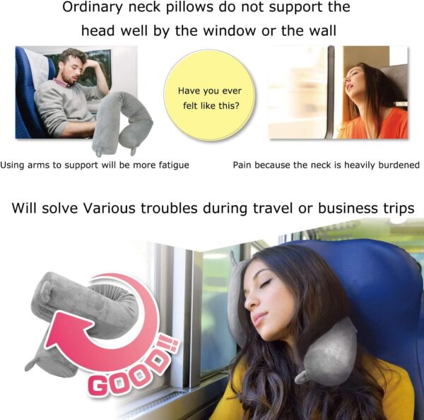 Travel Pillow Neck Pillows Travel Essentials Traveling on Airplane Twist Memory Foam, Bus, Train at Home(Grey Memory Foam) - Image 7