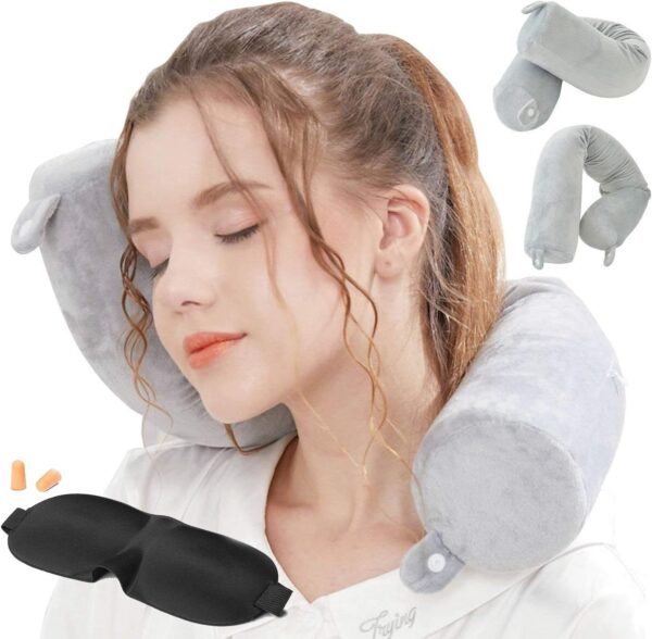 Travel Pillow Neck Pillows Travel Essentials Traveling on Airplane Twist Memory Foam, Bus, Train at Home(Grey Memory Foam)