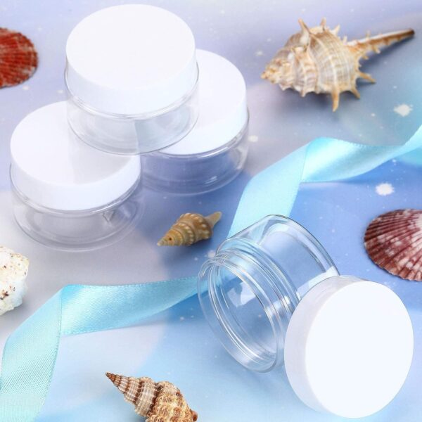 Patelai 4 Pieces Round Clear Wide-mouth Leak Proof Plastic Container Jars with Lids for Travel Storage Makeup Beauty Products Face Creams Oils Salves Ointments DIY Making or Others (White,1 Ounce) - Image 7