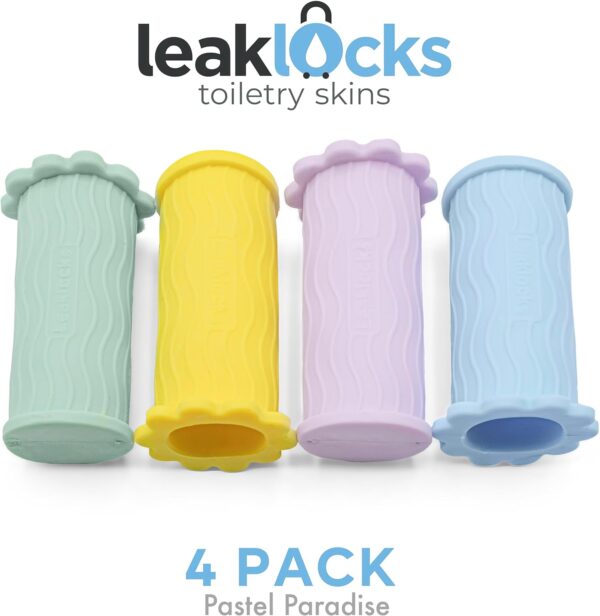 LeakLocks® Toiletry Skins™ Elastic Sleeve for Leak Proofing Travel Container in Luggage. For Standard and Travel Sized Toiletries. Reusable Accessory for Travel Bag Suitcase and Carry-on Luggage - Image 2